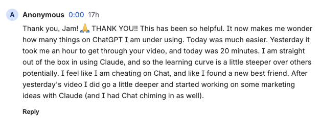 Member testimonial about saving time