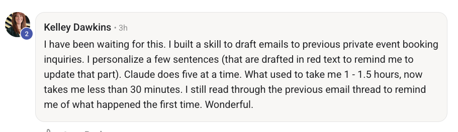 Member testimonial from Kelley Dawkins
